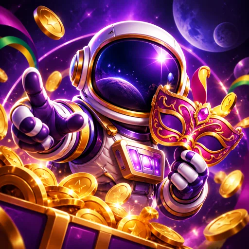 Spaceman astronauta flutuando no espaço com multiplicador em alta